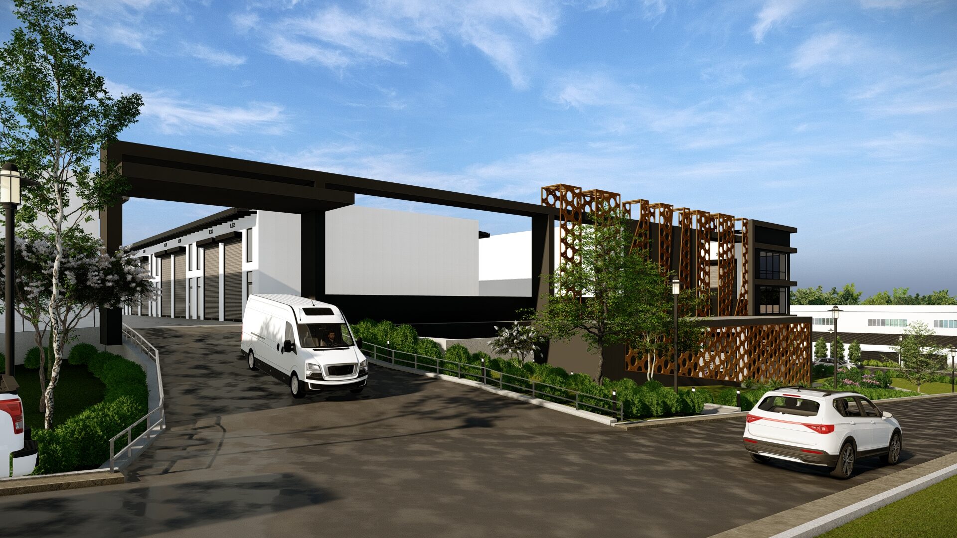 Alveare at Somersby construction site, with stage one units complete and stage two earthworks underway